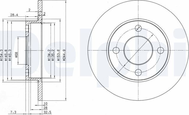 Тормозной диск Delphi задний для Audi S2 I 1993-1995. Артикул BG2517