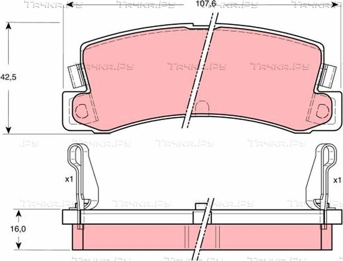 Тормозные колодки TRW задние для Toyota Sprinter Carib III 1995-2001. Артикул GDB730