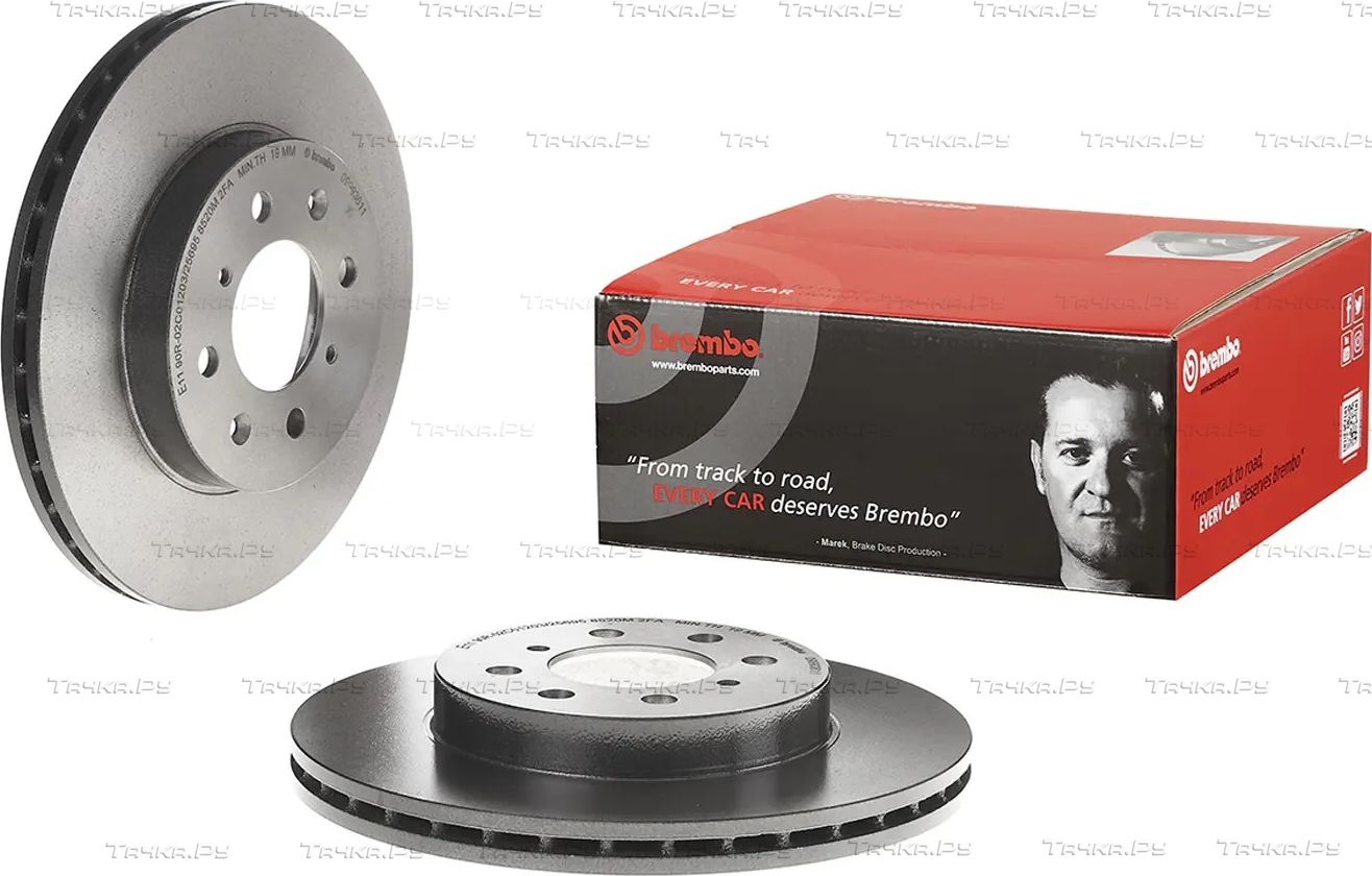 Тормозной диск Brembo PRIME LINE - UV Coated передний для Honda Civic VII 2000-2005. Артикул 09.9936.11
