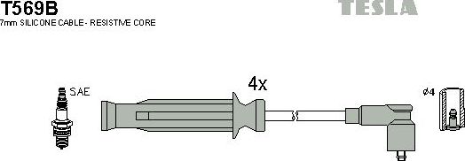 Высоковольтные провода (провода зажигания) (комплект) Tesla. Артикул T569B