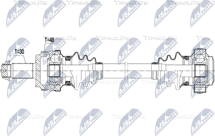 Полуось (привод в сборе, приводной вал) NTY. Артикул NPW-BM-109