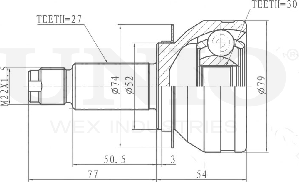 ШРУС наружный (Unio). Артикул CVJ-20046