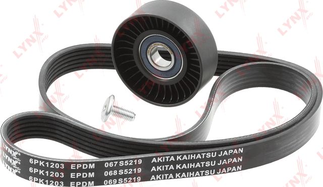 Приводной ремень поликлиновой с роликами (комплект) LYNXauto. Артикул PK-5046