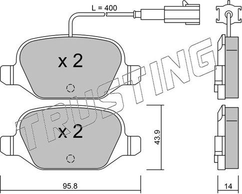 Тормозные колодки Trusting задние для Fiat Panda II 2004-2012. Артикул 333.3