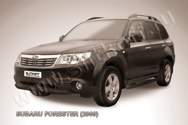Защита Slitkoff переднего бампера d76 ЧЕРНАЯ матовая для Subaru Forester III 2008-2012. Артикул SF010B