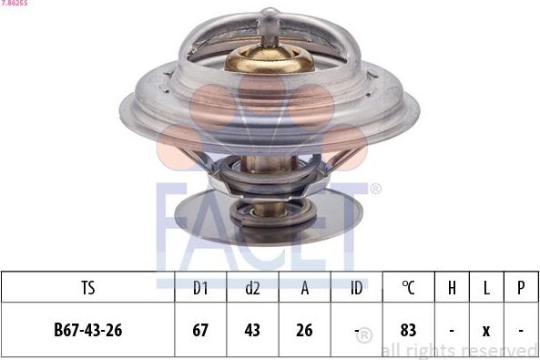 Термостат Facet Made in Italy - OE Equivalent. Артикул 7.8625S
