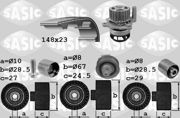 Помпа (водяной насос) с комплектом ремня ГРМ Sasic для Volkswagen Golf VI 2009-2013. Артикул 3906103