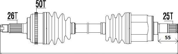Полуось (привод в сборе, приводной вал) NTY передняя левая для Honda Civic VII 2000-2005. Артикул NPW-HD-031