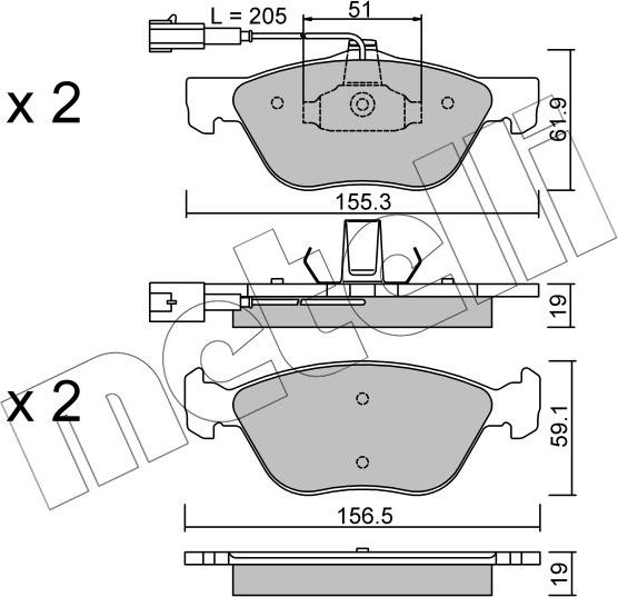 Тормозные колодки Metelli передние для Alfa Romeo 166 I 1998-2007. Артикул 22-0083-1