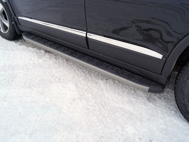 Пороги алюминиевые ТСС с пластиковой накладкой 1720 мм для Haval M6 2023-2026 Карбон серые. Артикул HAVM623-14GR