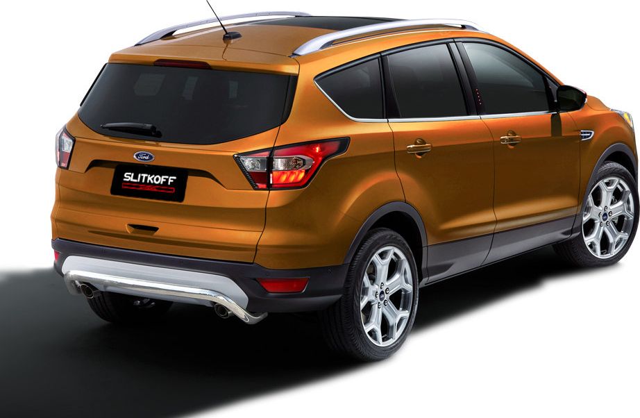 Защита Slitkoff заднего бампера d57 скоба для Ford Kuga II рестайлинг 2016-2019. Артикул FKG16-007