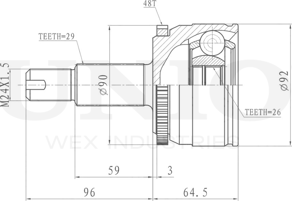 ШРУС наружный (Unio). Артикул CVJ-20279