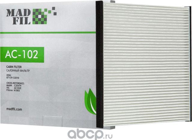 ФИЛЬТР САЛОННЫЙ TOYOTA (Madfil). Артикул AC102