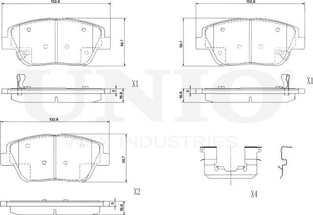 Колодки тормозные дисковые, комплект (Unio). Артикул BRP-20287