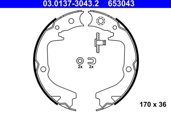 Тормозные колодки (стояночная тормозная система) ATE задние для Subaru Outback III 2003-2009. Артикул 03.0137-3043.2