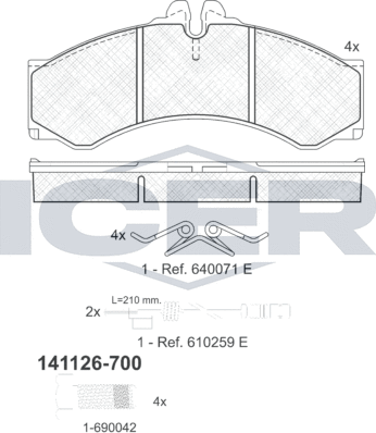 Тормозные колодки Icer. Артикул 141126-700