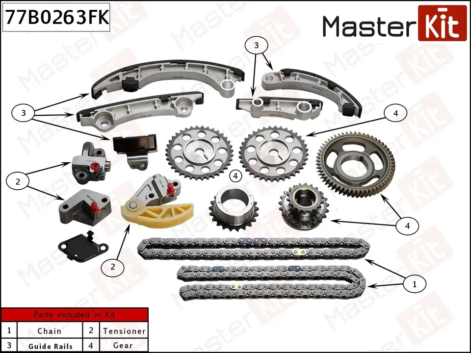 Комплект цепи ГРМ TOYOTA LAND CRUISER PRADO (J150) 2.8D 09> 1GD-FTV (Master KIT). Артикул 77B0263FK