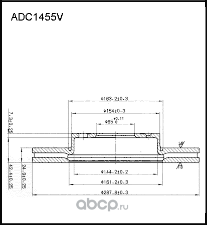Диск тормозной (Allied Nippon). Артикул ADC1455V