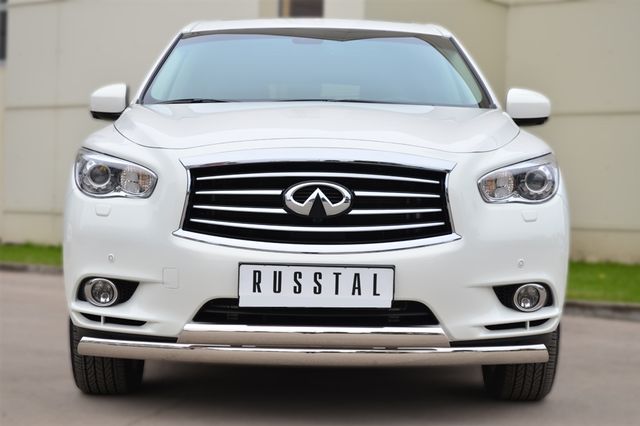 Защита RusStal переднего бампера 75х42 (дуга) 75х42 (дуга) для Infiniti JX 35 2013-2026. Артикул JXZ-001460
