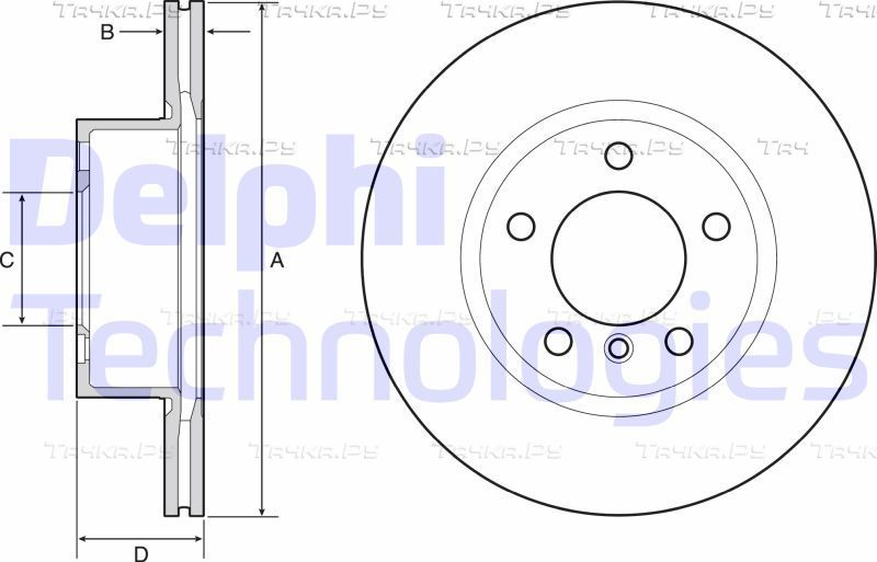 Тормозной диск Delphi передний для BMW 1 III (F40) 2011-2026. Артикул BG4645C