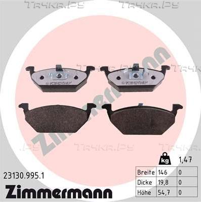 Тормозные колодки Zimmermann rd:z передние для Audi A3 I (8L) 1996-2003. Артикул 23130.995.1