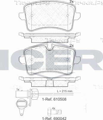 Тормозные колодки Icer задние для Audi S7 I (4G) 2012-2018. Артикул 181986-203