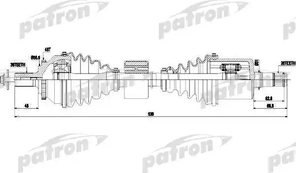 Полуось (привод в сборе, приводной вал) Patron. Артикул PDS0439