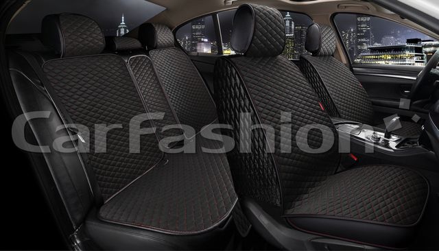 Накидки универсальные CarFashion Romb Plus для авто, цвет Черный/Черный/Красный. Артикул 22683