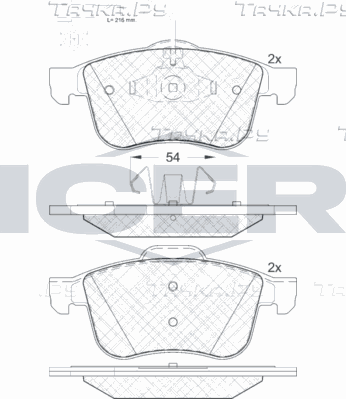 Тормозные колодки Icer для Alfa Romeo Giulietta III 2010-2026. Артикул 182007