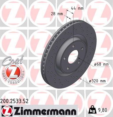 Тормозной диск Zimmermann SPORT Z. Артикул 200.2533.52