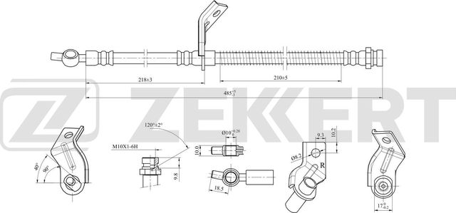 Тормозной шланг Zekkert передний правый для Kia Proceed II 2013-2026. Артикул BS-9385