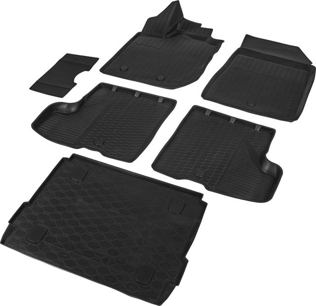 Комплект ковриков Rival для салона и багажника Lada Xray хэтчбек, Cross хэтчбек (без вещевого ящика в салоне, с полкой в багажнике) 2015-2026. Артикул K16007003-4