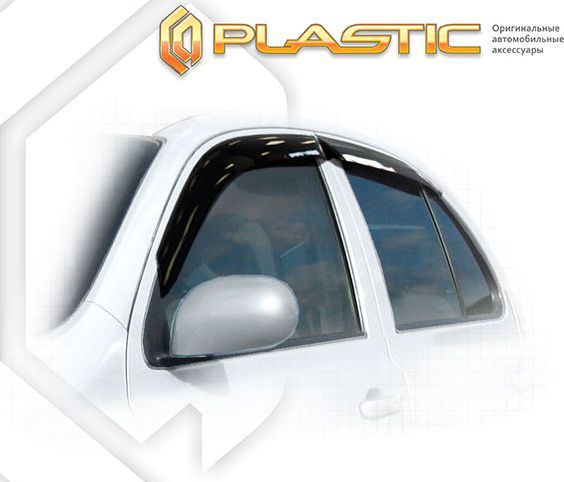 Дефлекторы СА Пластик для окон (Classic полупрозрачный) Nissan March K12 2004-2006. Артикул 2010030300894
