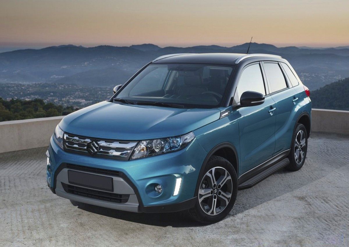 Пороги алюминиевые Rival Premium-Black для Suzuki Vitara IV 2015-2018. Артикул A160ALB.5503.1