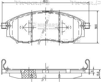 Тормозные колодки Nipparts передние для Renault Koleos I 2008-2016. Артикул J3601094