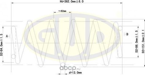 Пружина подвески G.U.D. задняя для Renault Espace IV 2002-2014. Артикул GCS272919