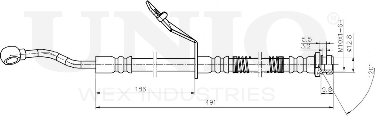 Шланг тормозной (Unio). Артикул BRH-10090