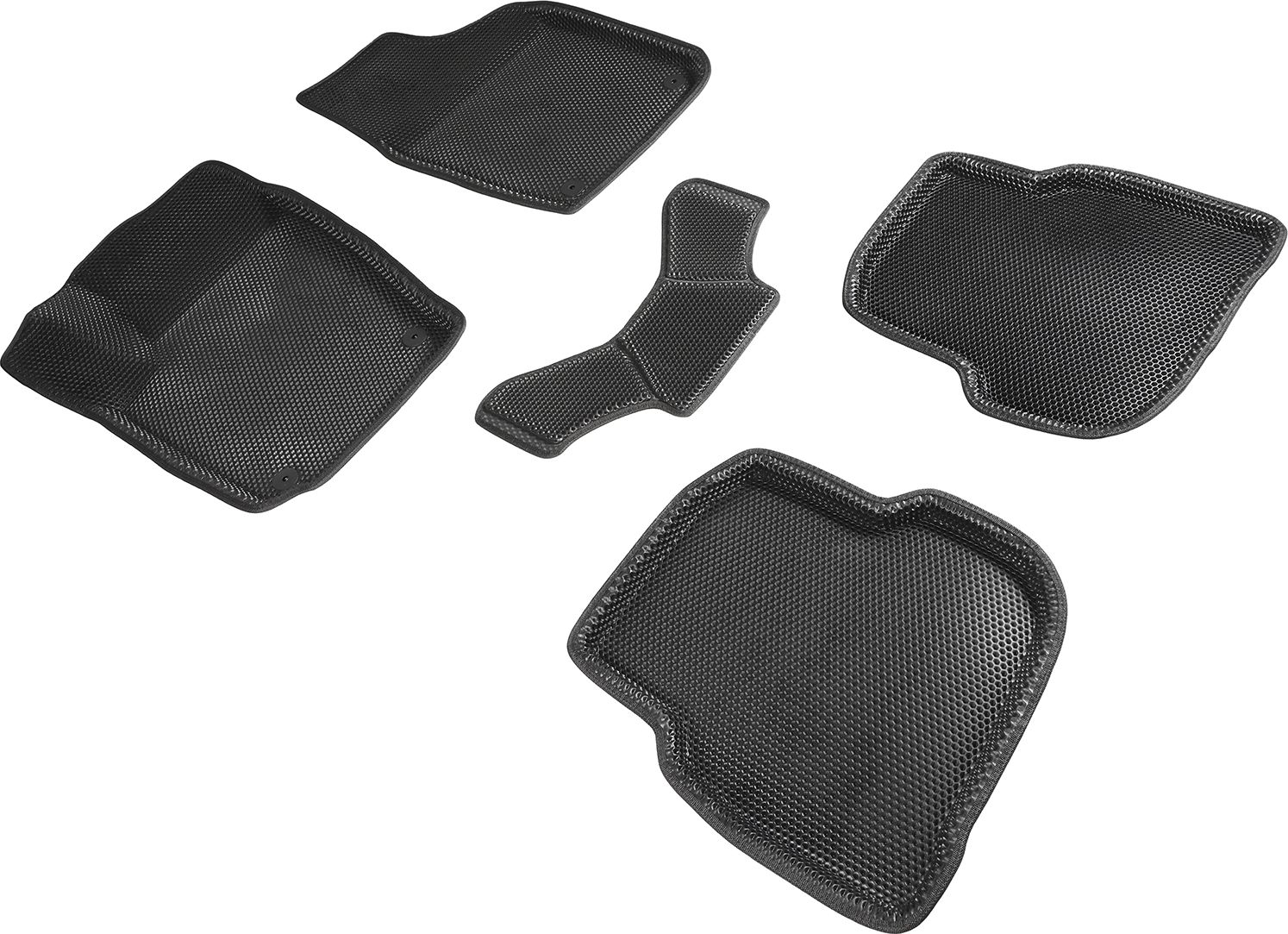 Коврики Seintex 3D EVA Соты для салона Volkswagen Polo V седан 2009-2020 ЧЕРНЫЕ. Артикул 95245