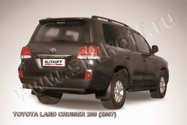 Защита Slitkoff заднего бампера d76 короткая ЧЕРНАЯ матовая для Toyota Land Cruiser 200 2007-2012. Артикул TLC2-023B