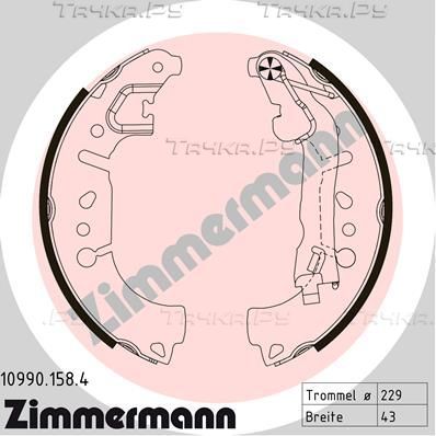 Тормозные колодки Zimmermann задние для Fiat Tipo 356 2015-2026. Артикул 10990.158.4