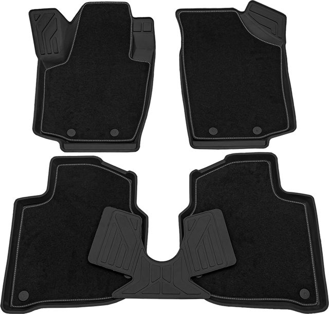 Коврики Rezkon Transformer (резиновые с ворсовыми ковриками-вкладышами) для салона Skoda Rapid II 2020-2026 Ser.S. Артикул 3030020150