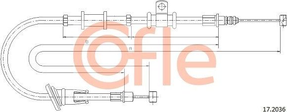 Трос ручника (тросик ручного тормоза) Cofle задний правый для Mitsubishi Carisma I 1995-2006. Артикул 92.17.2036
