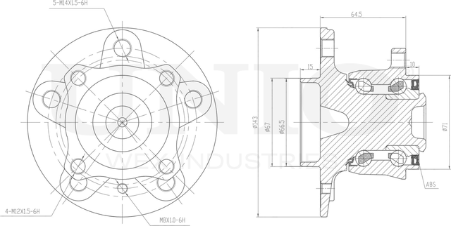 Ступица колеса с интегрированным подшипником (Unio). Артикул HUB-20241