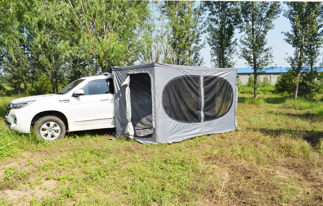 Стенки РИФ к автомобильной веерной маркизе (тамбур) 2.3х2 м, (левые) овальное окно, Черные. Артикул RIFAN042023811.SET