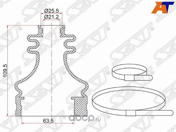 Пыльник шруса внутренний FR RH RENAULT LOGAN K7J/K7M/K4M (2 хомута. резина) SAT C1525T. Артикул C1525T