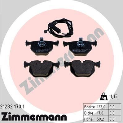 Тормозные колодки Zimmermann задние для BMW X5 I (E53) 2000-2006. Артикул 21282.170.1