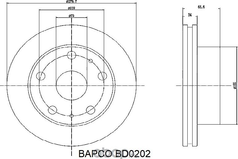 Диск тормозной передний вентилируемый BD0202, (Bapco) Bapco. Артикул BD0202