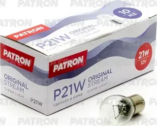 Лампа накаливания 12V P21W 21W BA15s PATRON Original Stream 1 шт. пакет PLS25-21. Артикул PLS25-21