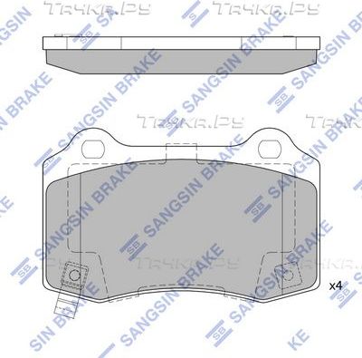 Тормозные колодки Sangsin Hi-Q задние для Tesla Roadster I 2008-2012. Артикул SP4296