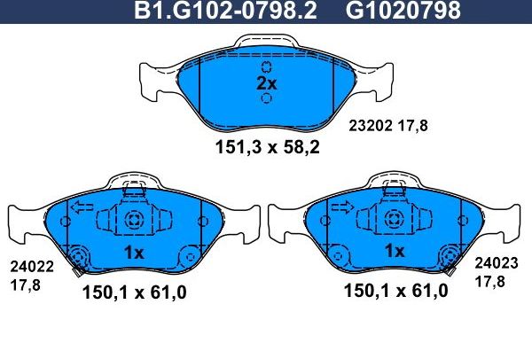 Тормозные колодки Galfer. Артикул B1.G102-0798.2
